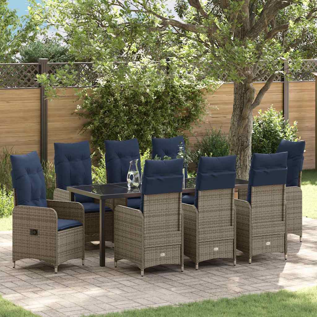 Garden Dining Set 9 pcs Black Poly Rattan