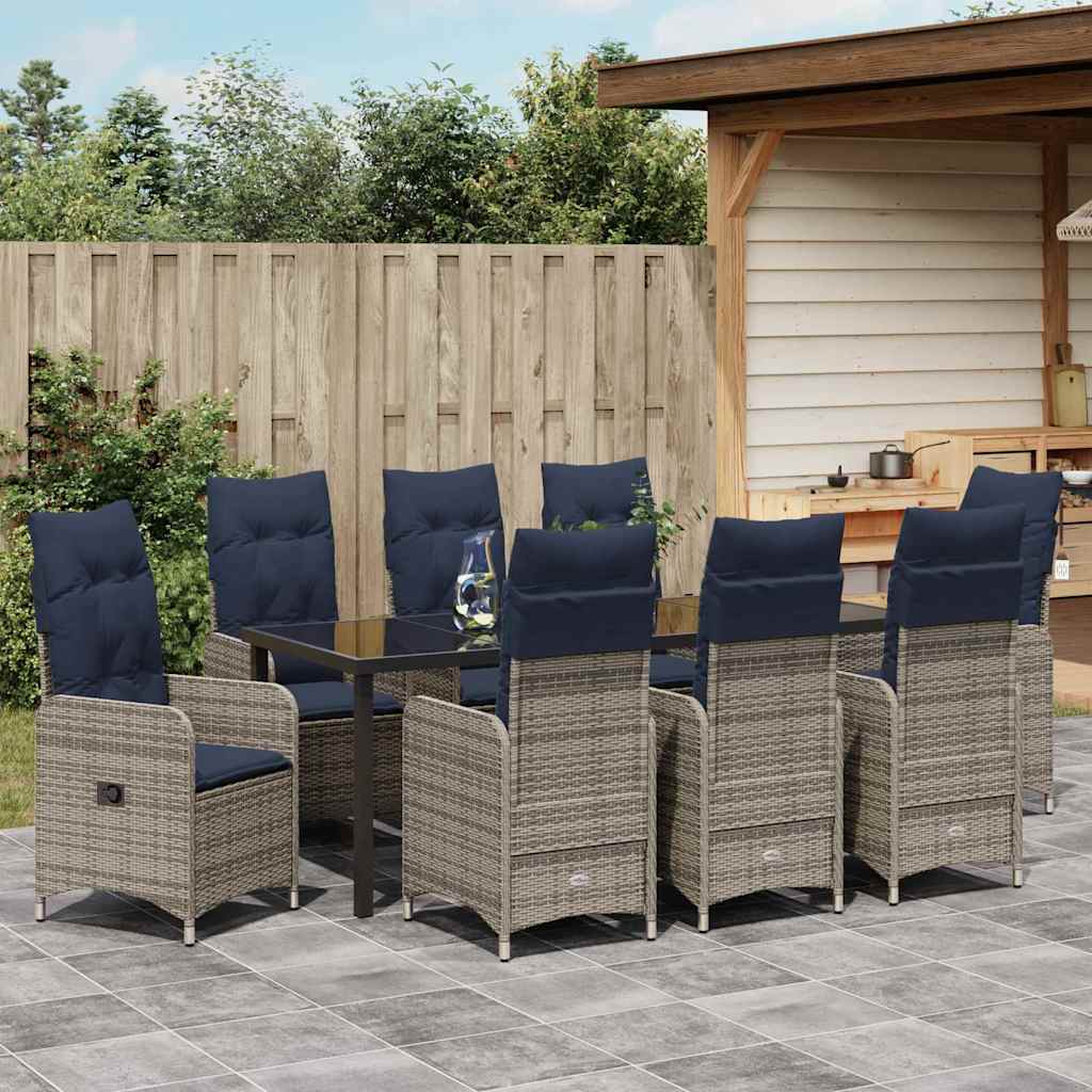 Garden Dining Set 9 pcs Black Poly Rattan