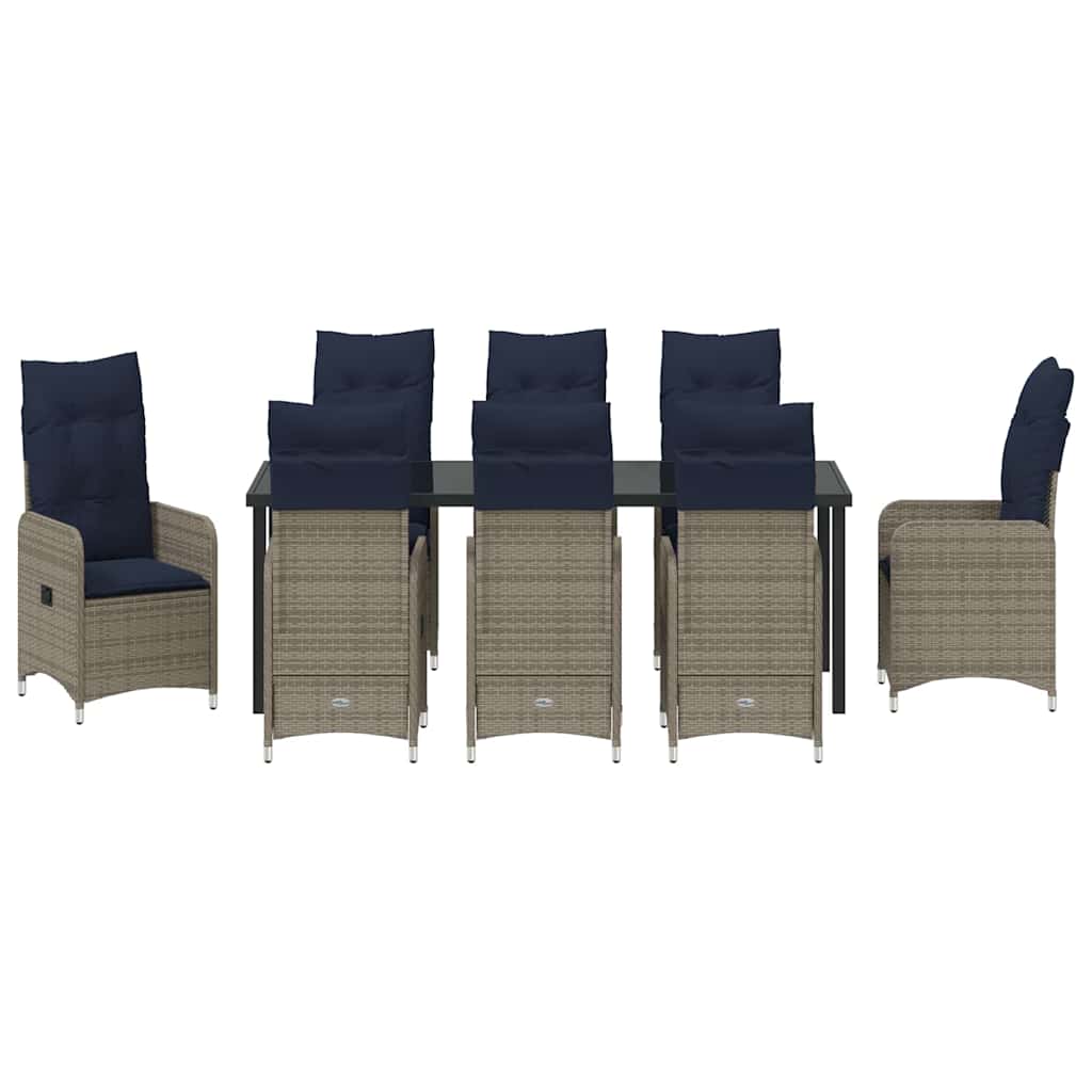 Garden Dining Set 9 pcs Black Poly Rattan