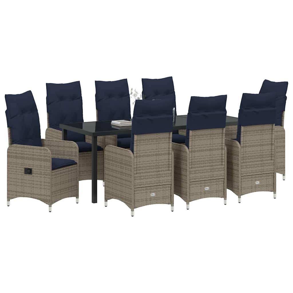 Garden Dining Set 9 pcs Black Poly Rattan
