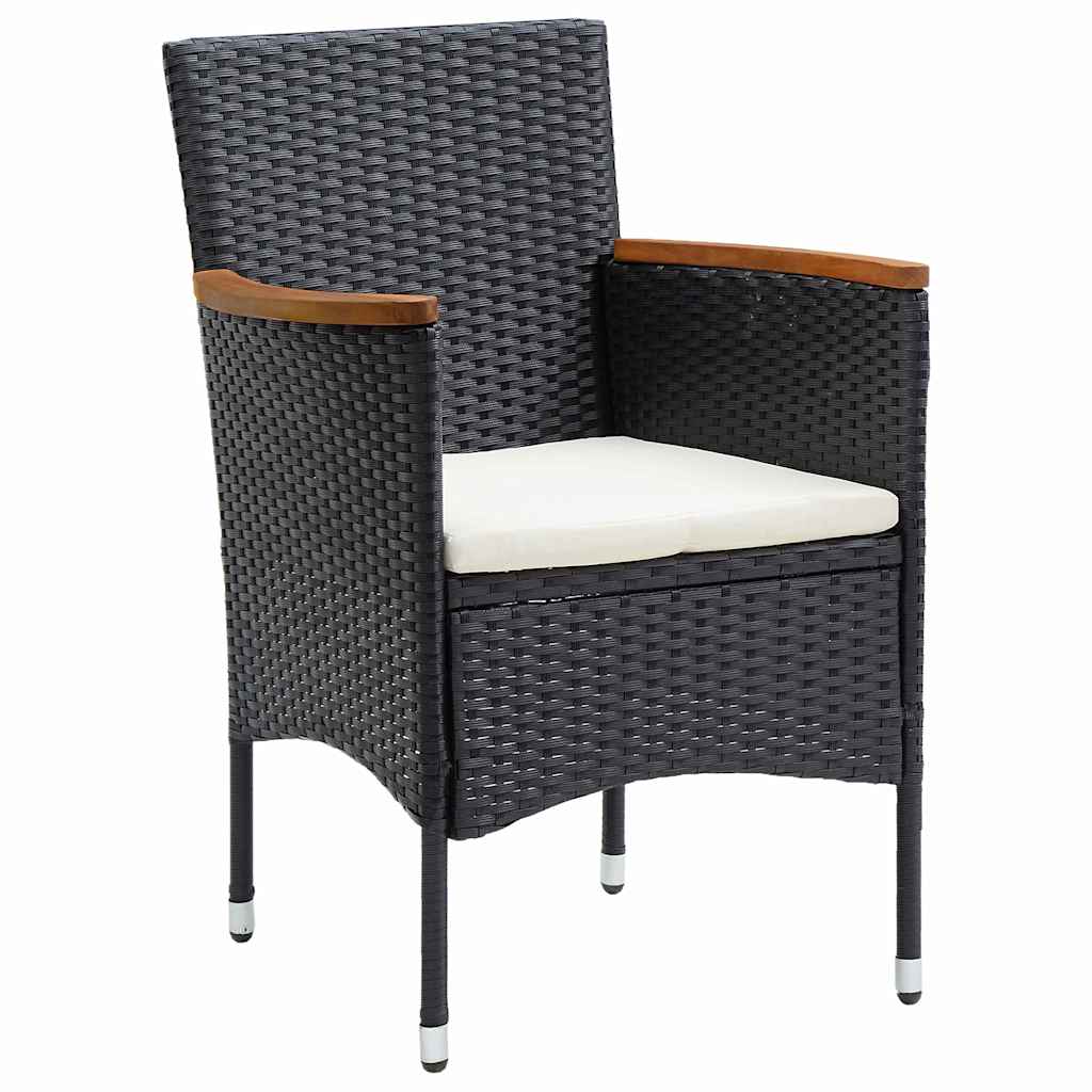 Garden Dining Set with Cushion 9 pcs Black Poly Rattan