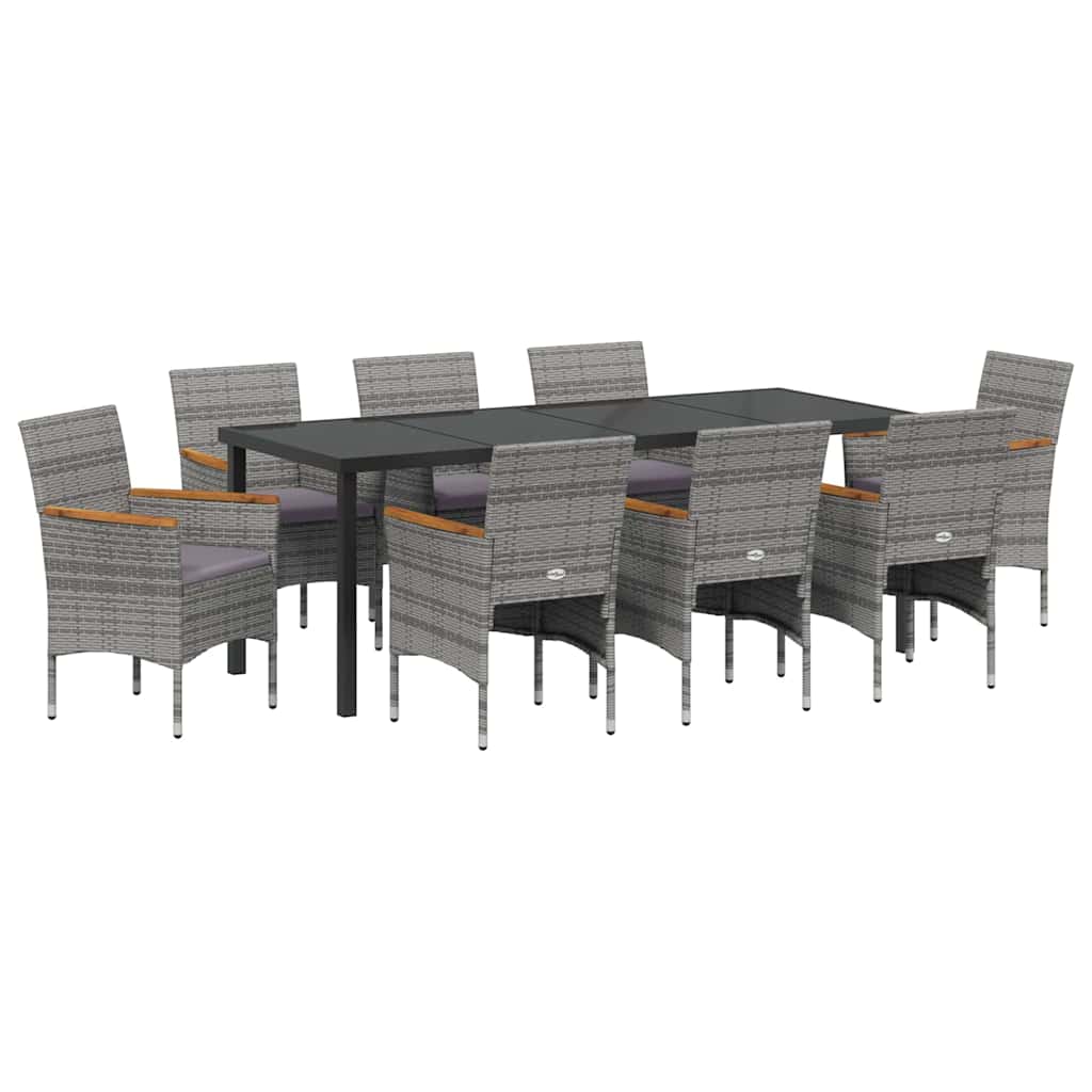 Garden Dining Set 9 pcs Grey Poly Rattan
