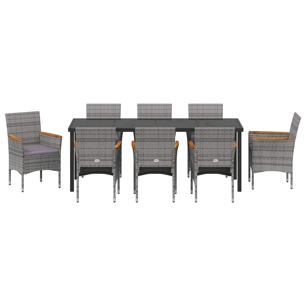 Garden Dining Set 9 pcs Grey Poly Rattan