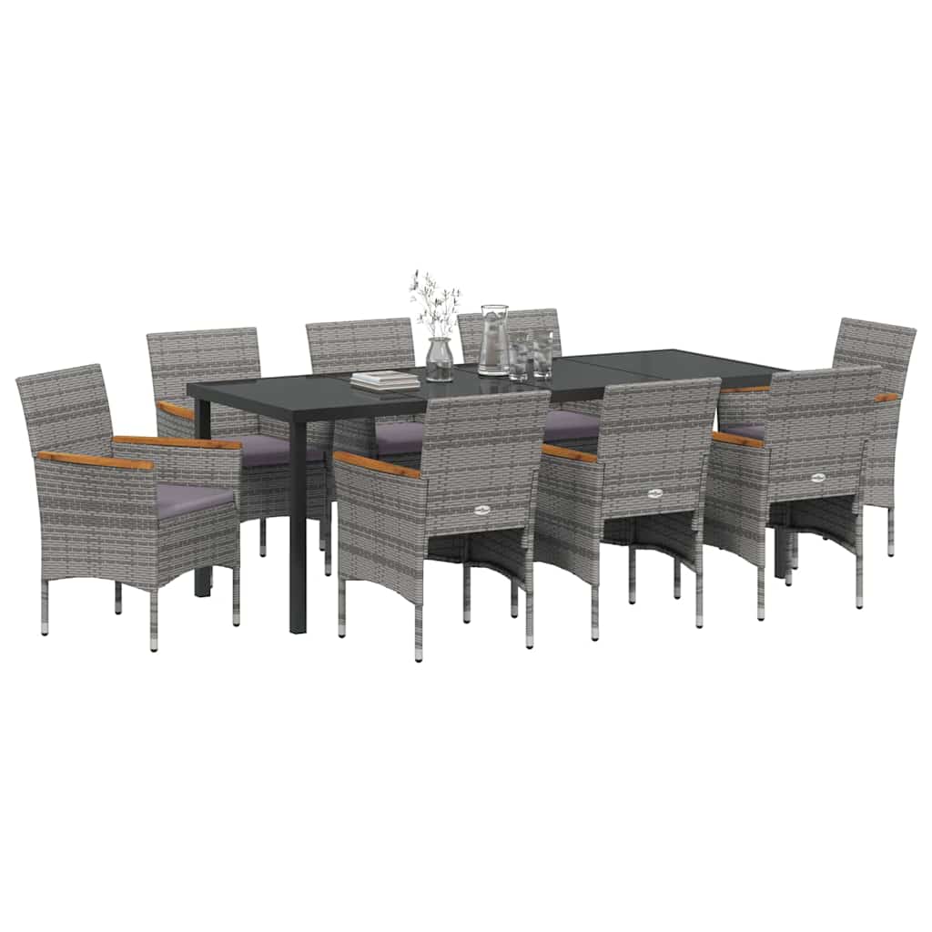 Garden Dining Set 9 pcs Grey Poly Rattan