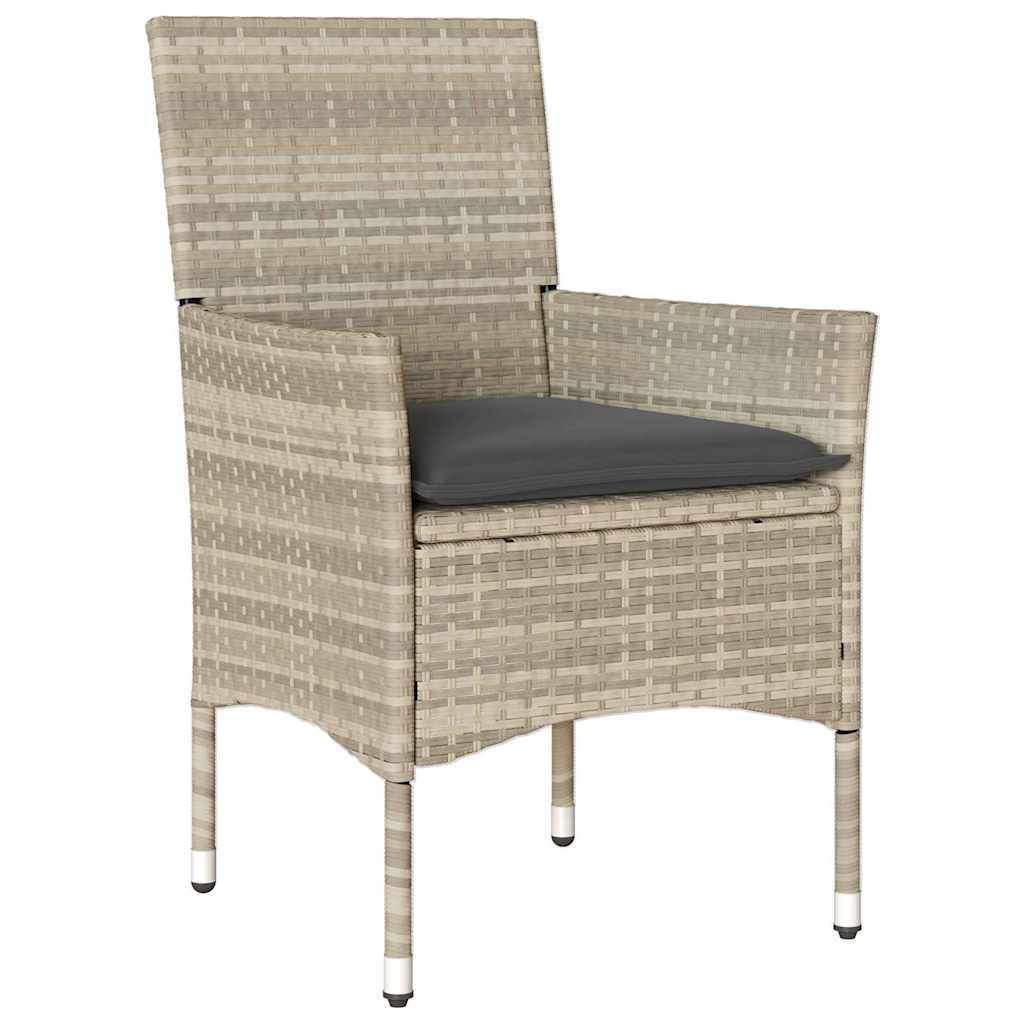 Garden Dining Set with Cushion 9 pcs Light Grey Poly Rattan