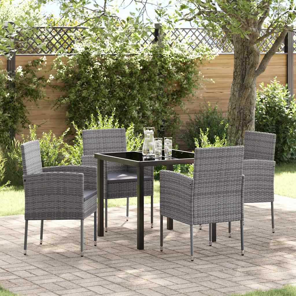 Garden Dining Set 5 pcs Grey Poly Rattan