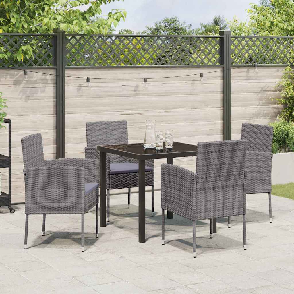 Garden Dining Set 5 pcs Grey Poly Rattan