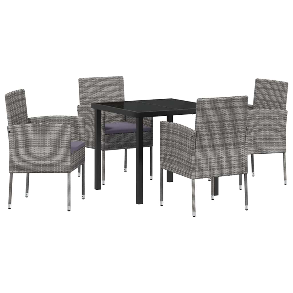 Garden Dining Set 5 pcs Grey Poly Rattan