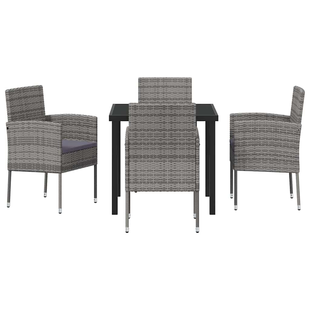 Garden Dining Set 5 pcs Grey Poly Rattan