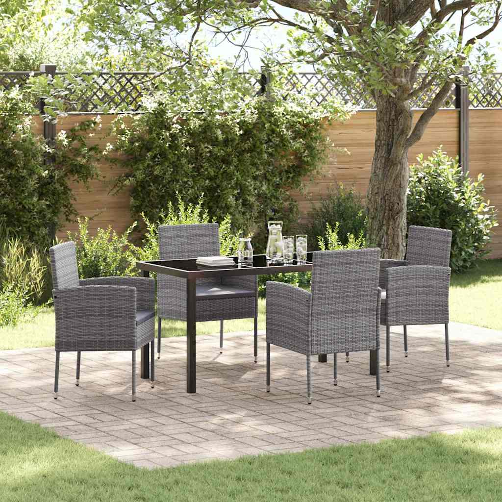 Garden Dining Set 5 pcs Grey Poly Rattan