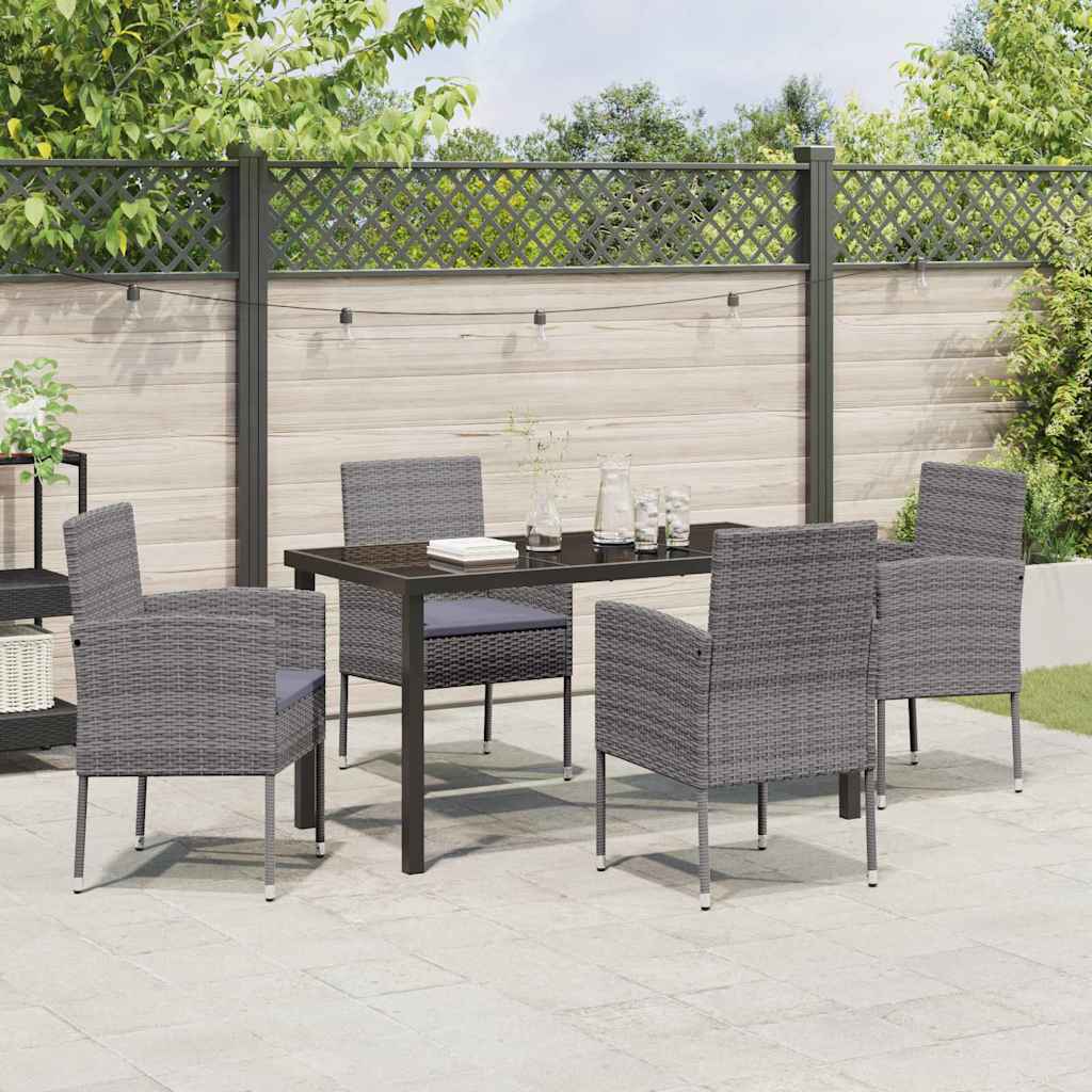 Garden Dining Set 5 pcs Grey Poly Rattan