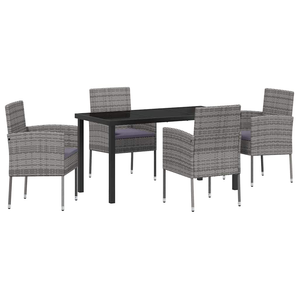 Garden Dining Set 5 pcs Grey Poly Rattan