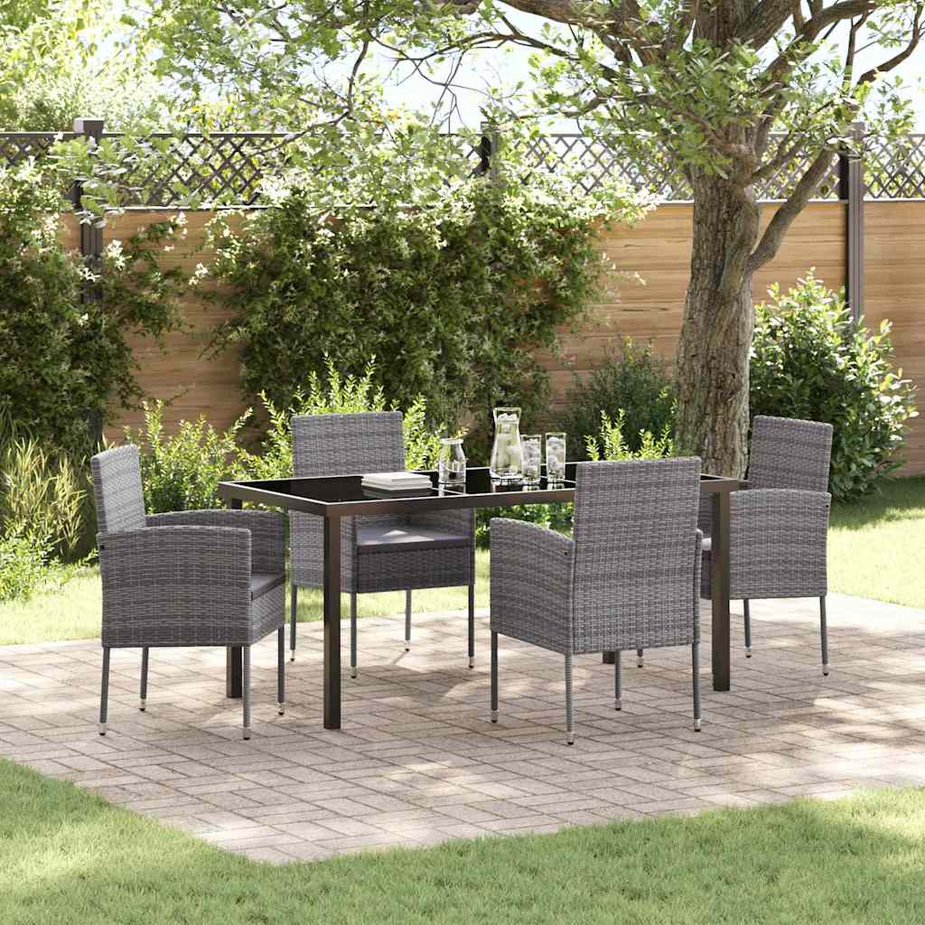 Garden Dining Set 5 pcs Grey Poly Rattan