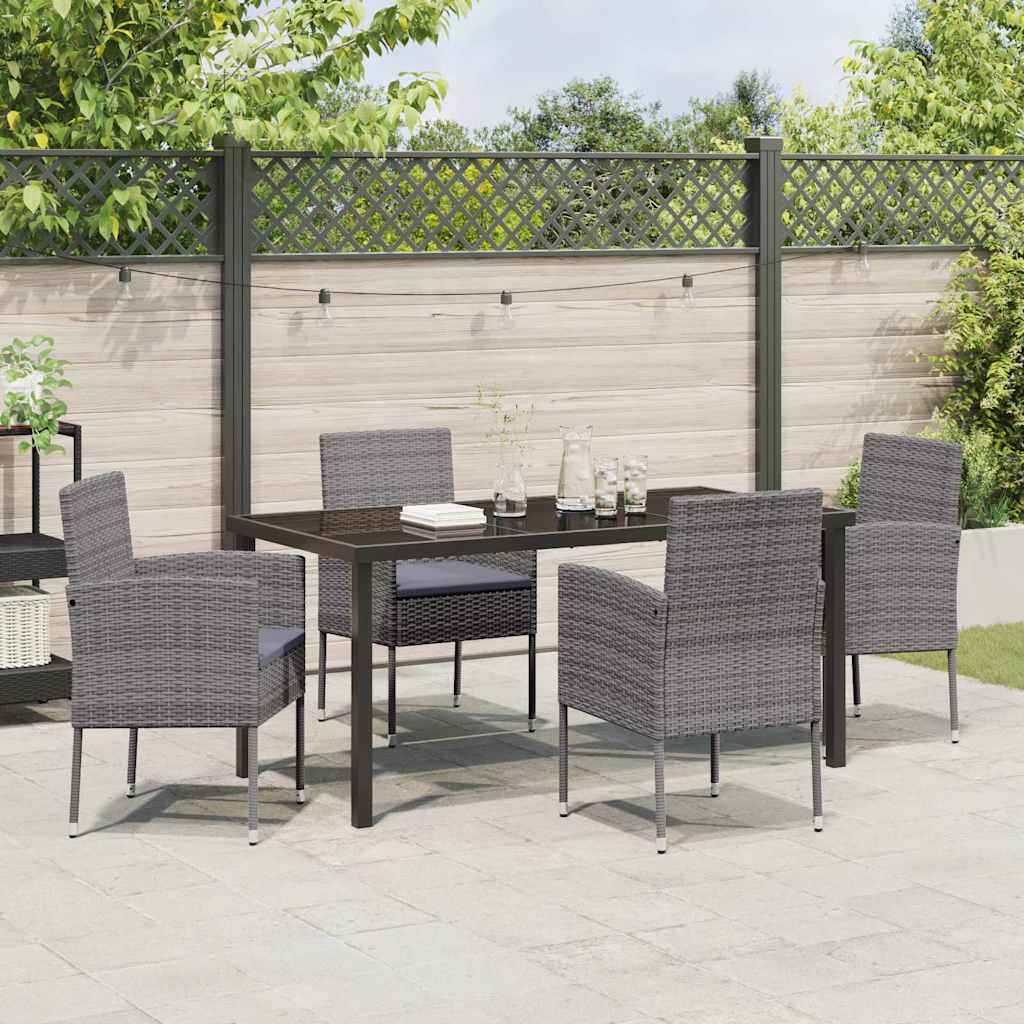 Garden Dining Set 5 pcs Grey Poly Rattan