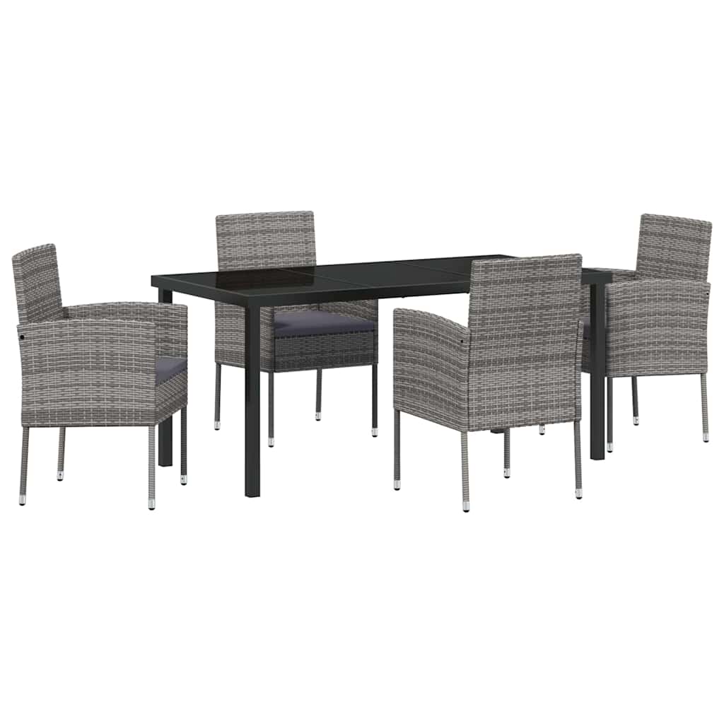 Garden Dining Set 5 pcs Grey Poly Rattan