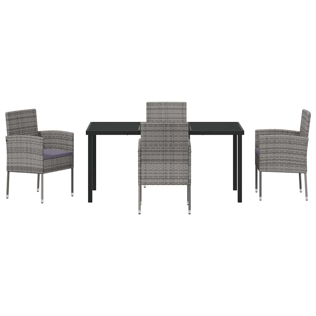 Garden Dining Set 5 pcs Grey Poly Rattan