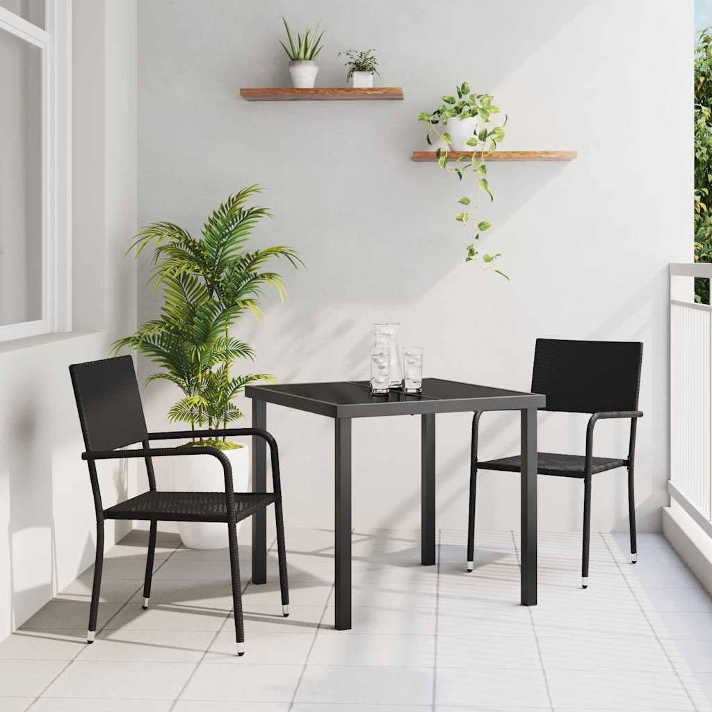 Garden Dining Set 3 pcs Black Poly Rattan