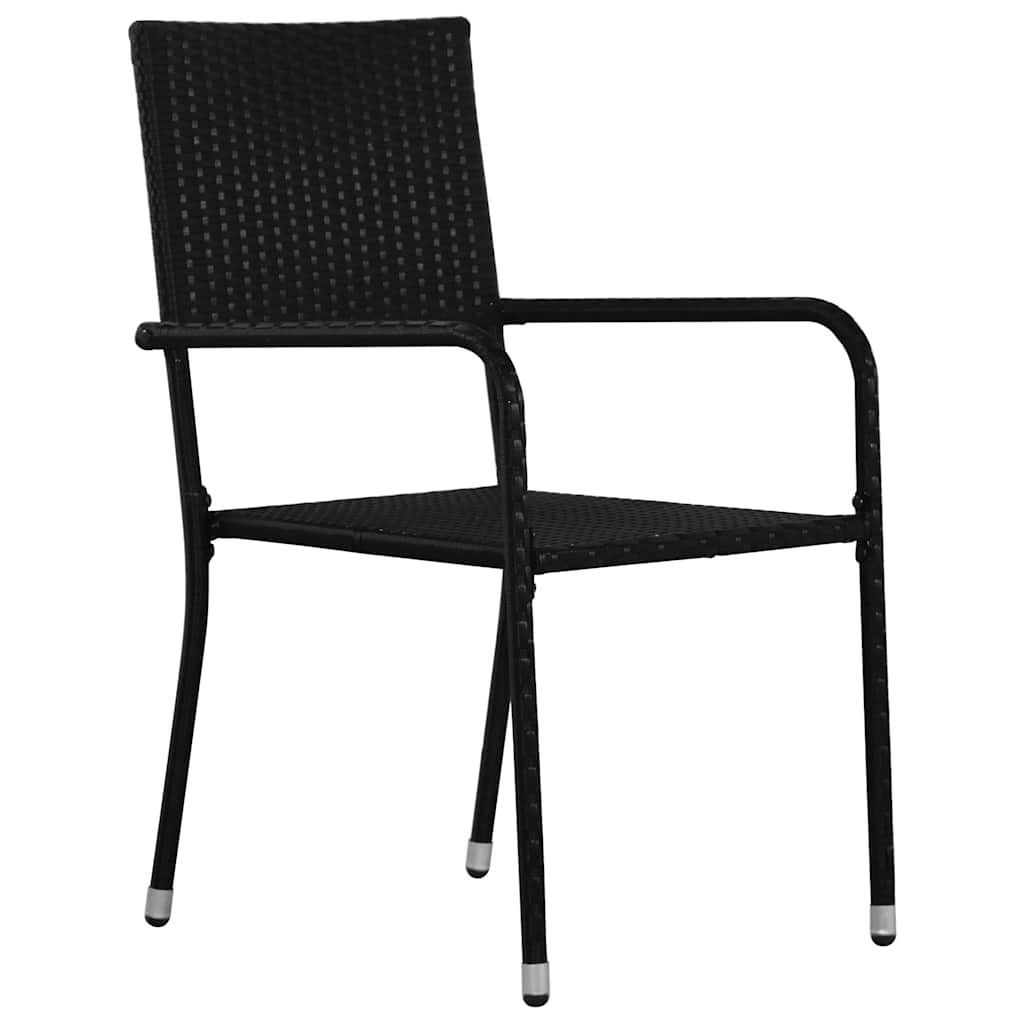 Garden Dining Set 3 pcs Black Poly Rattan