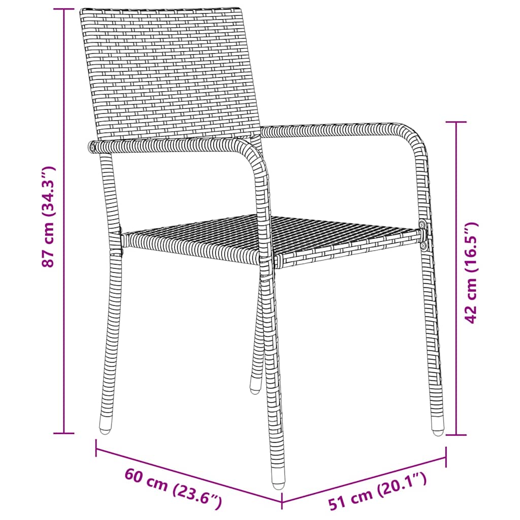 Garden Dining Set 3 pcs Black Poly Rattan