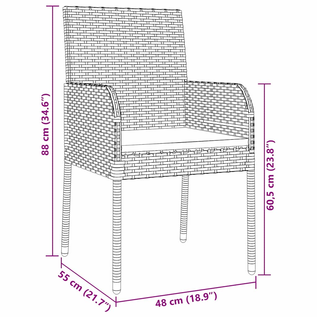 Garden Dining Set with Cushion 7 pcs Black Poly Rattan