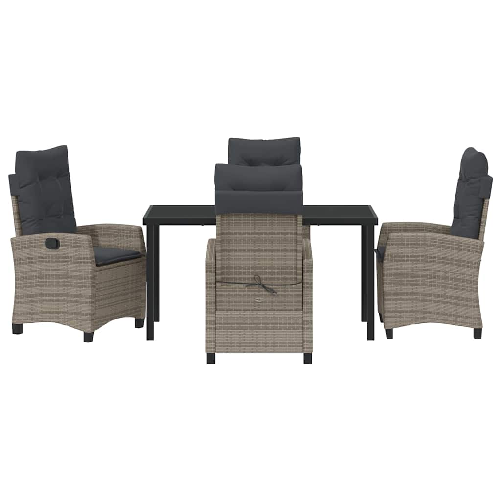 Garden Dining Set with Cushion 5 pcs Grey Poly Rattan