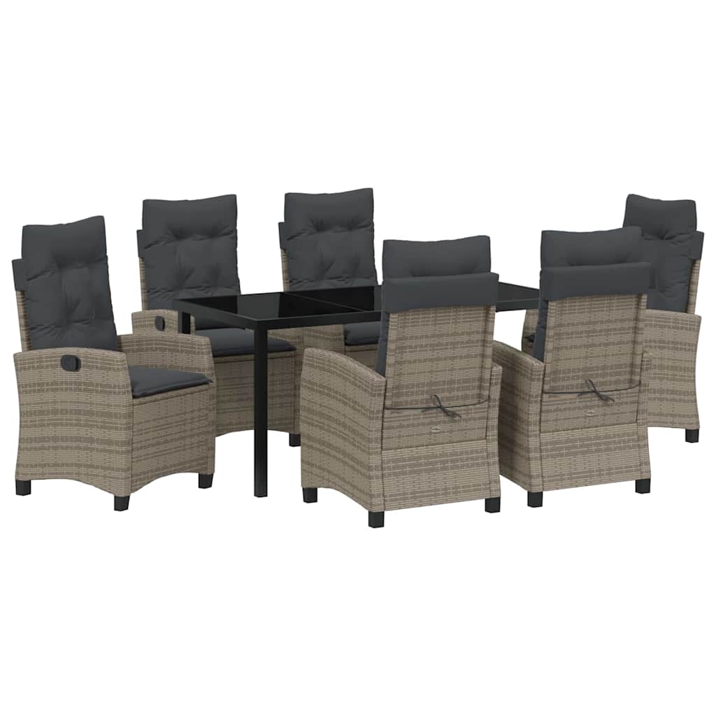 Garden Dining Set with Cushion 7 pcs Grey Poly Rattan