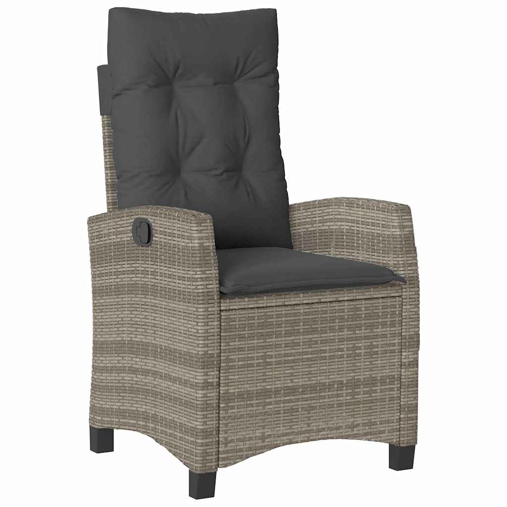 Garden Dining Set with Cushion 7 pcs Grey Poly Rattan