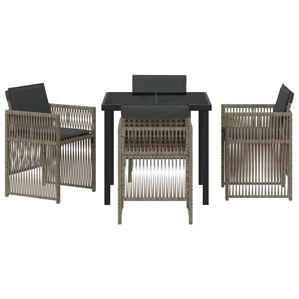 Garden Dining Set 5 pcs Grey Powder-Coated Steel