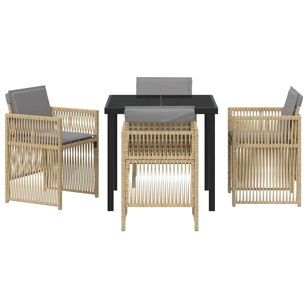 Garden Dining Set 5 pcs Beige Powder-Coated Steel