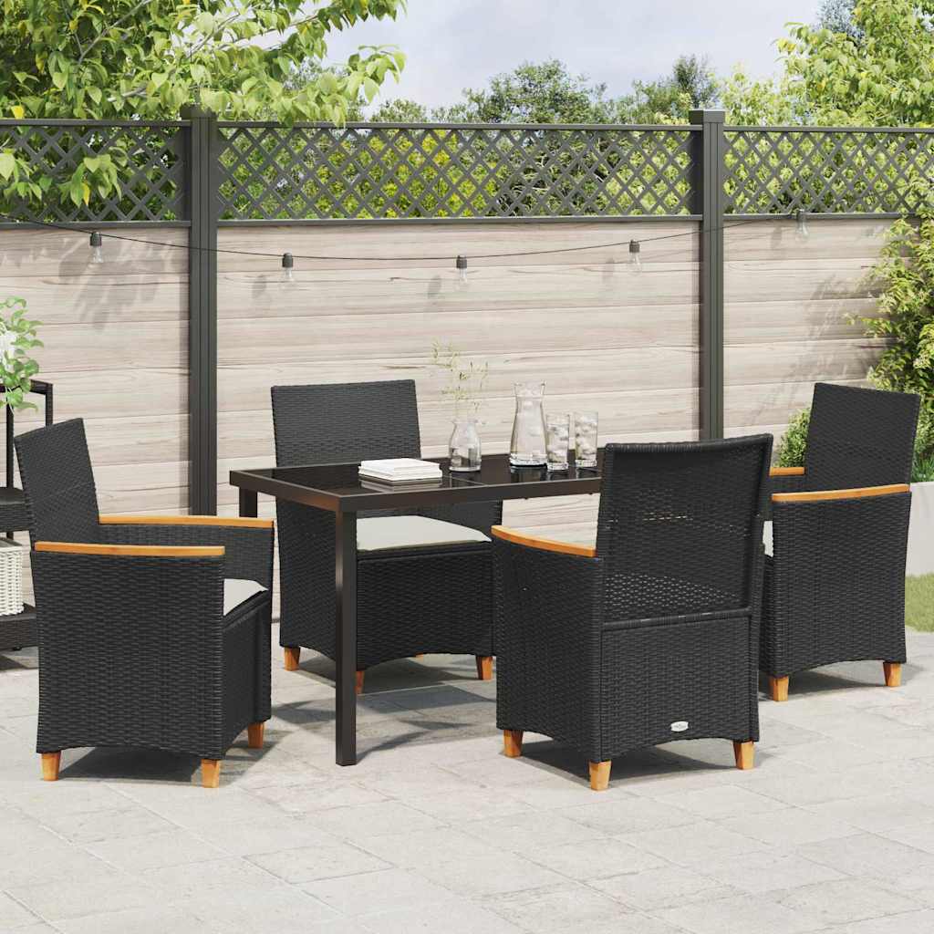 Garden Dining Set 5 pcs Black Poly Rattan