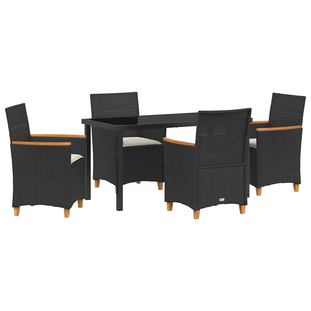 Garden Dining Set 5 pcs Black Poly Rattan