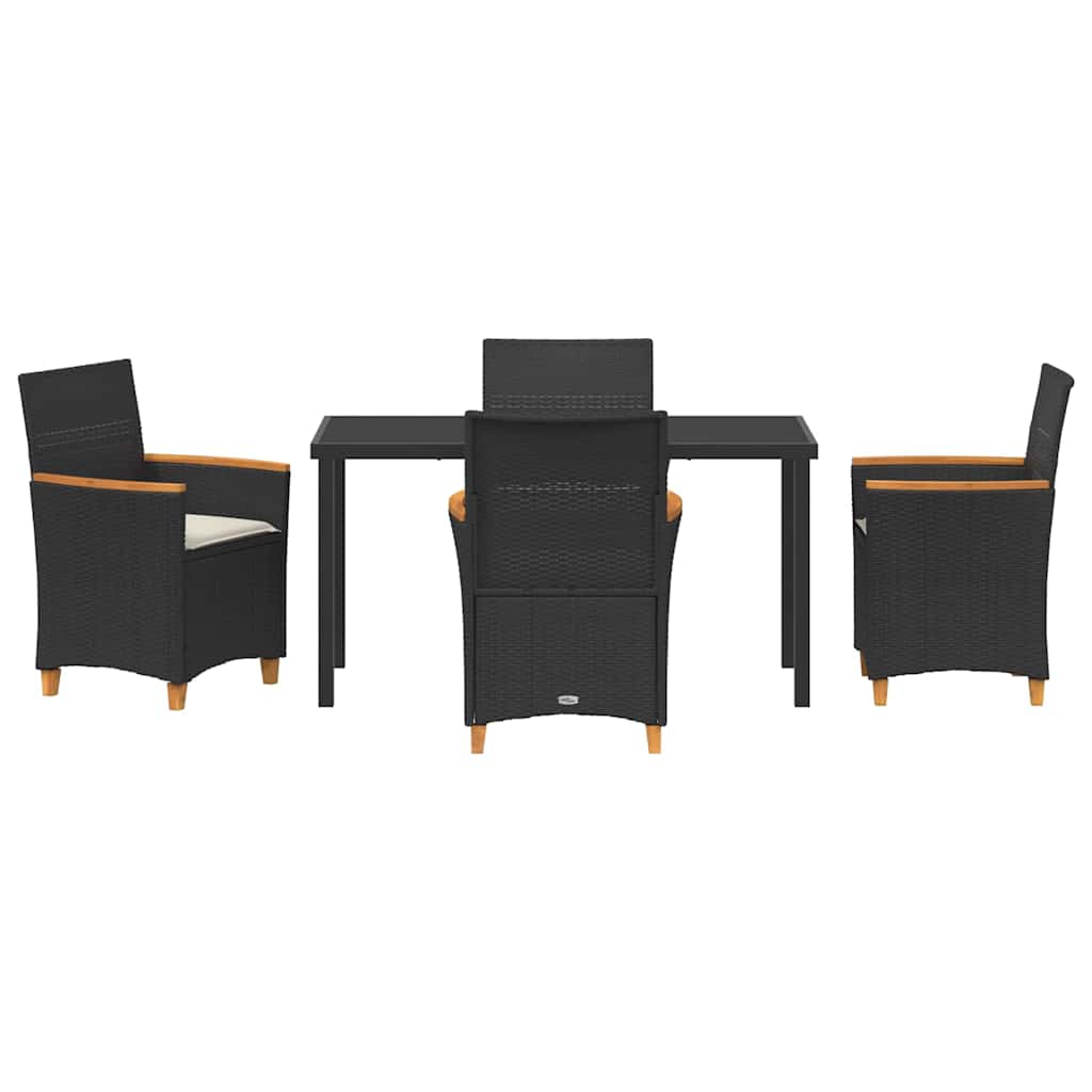 Garden Dining Set 5 pcs Black Poly Rattan