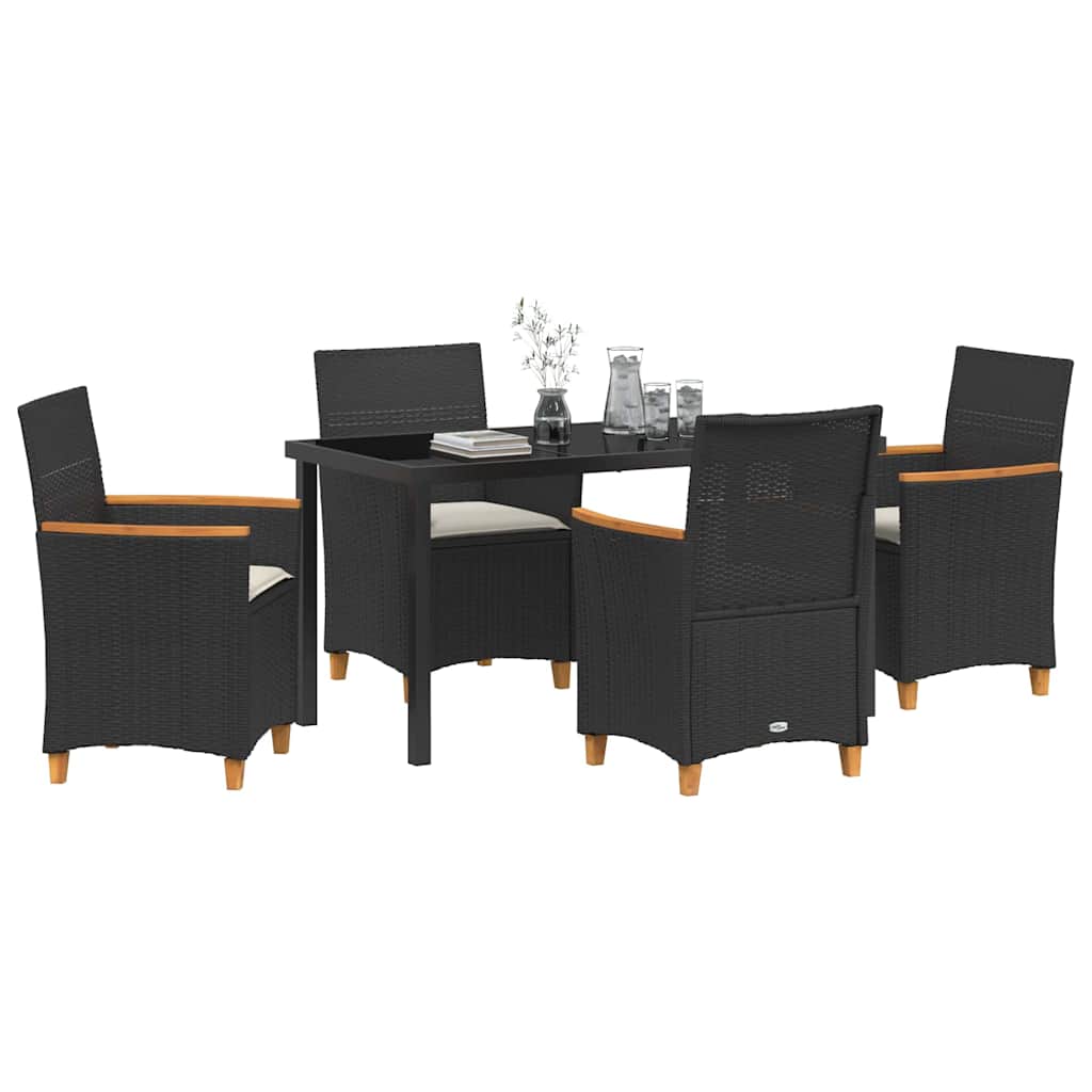 Garden Dining Set 5 pcs Black Poly Rattan