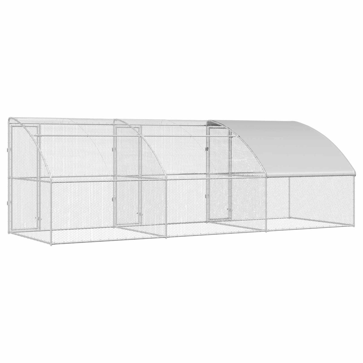 Chicken Cage 3 pcs Silver 600 x 200 x 200 cm Steel and PE