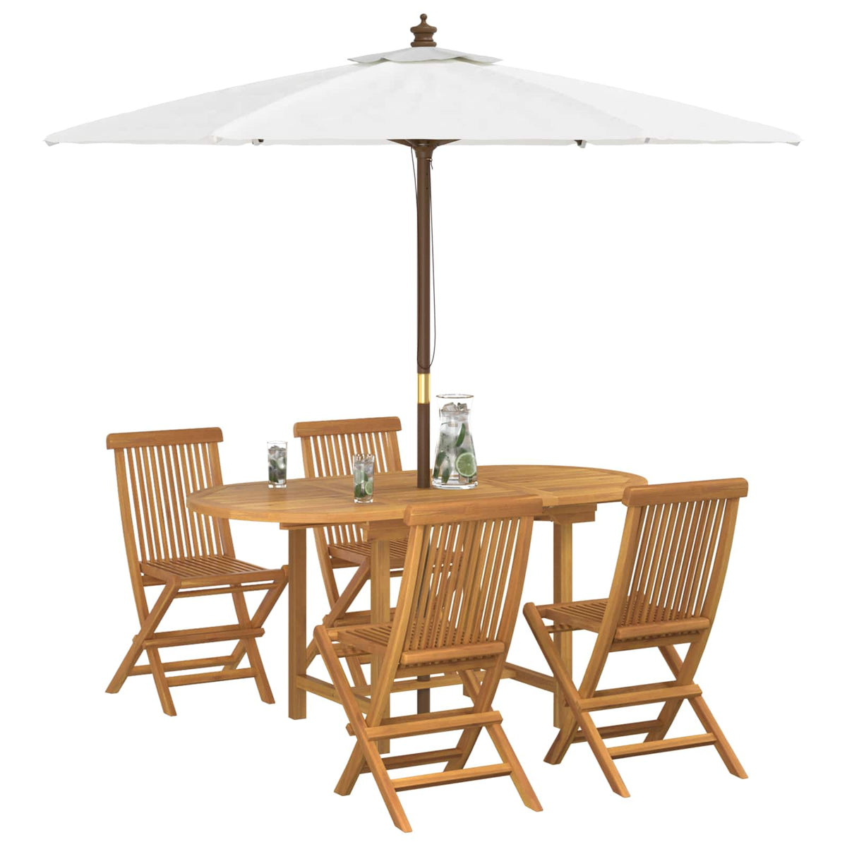 Garden Dining Set 5 pcs Brown Solid Teak Wood