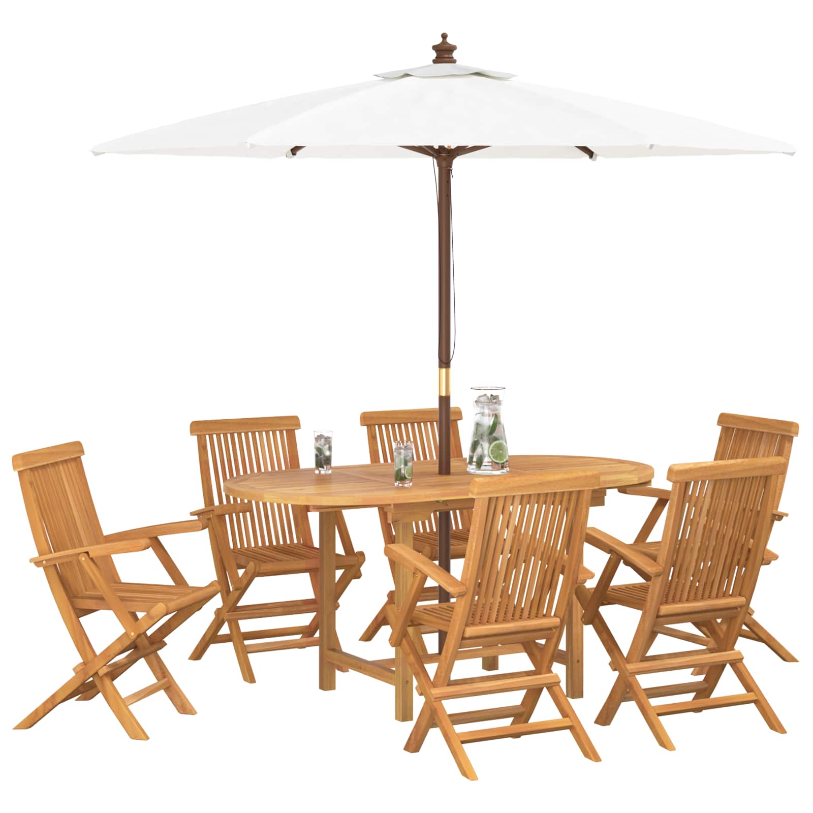 Garden Dining Set 7 pcs Brown Solid Teak Wood