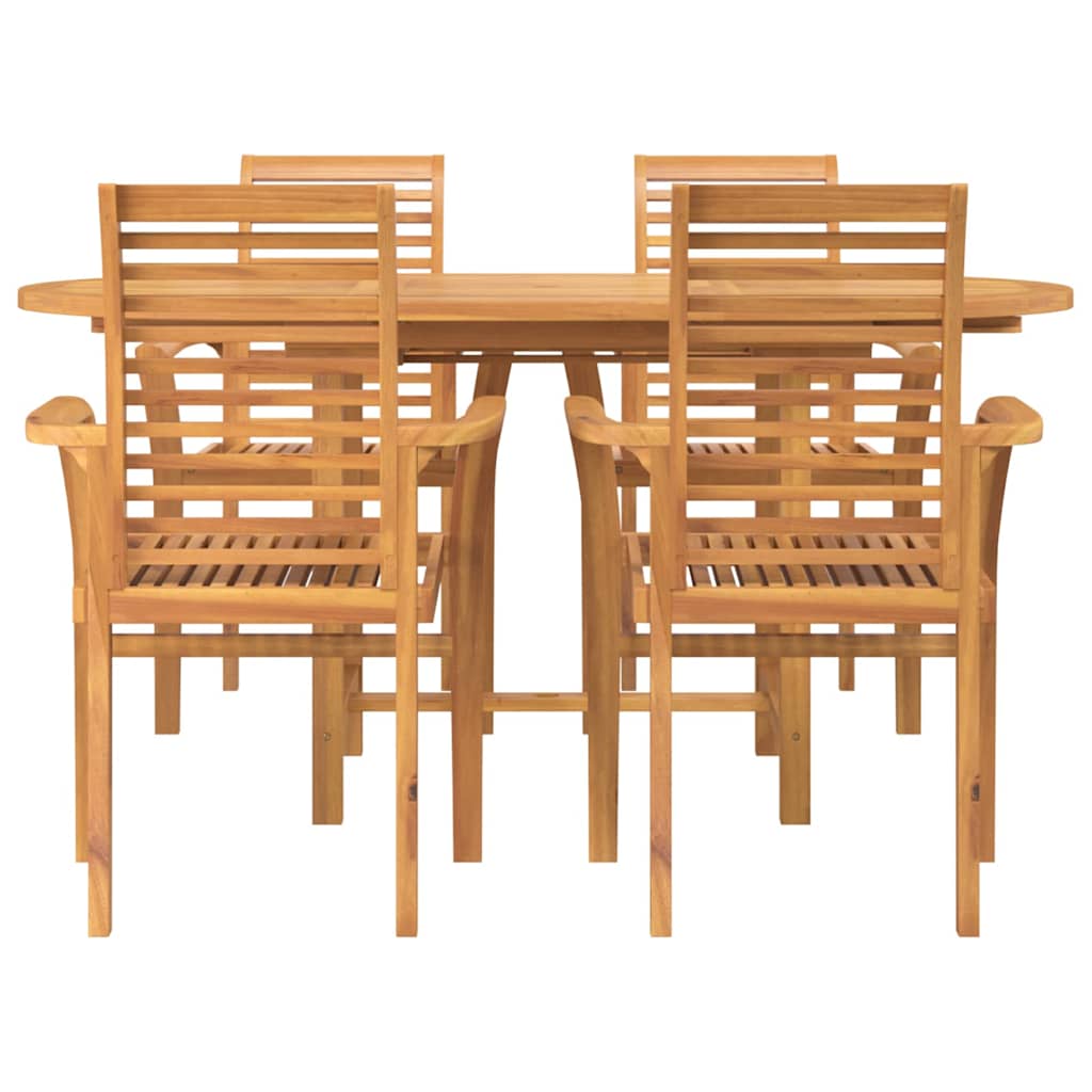 Garden Dining Set 5 pcs Brown Solid Teak Wood