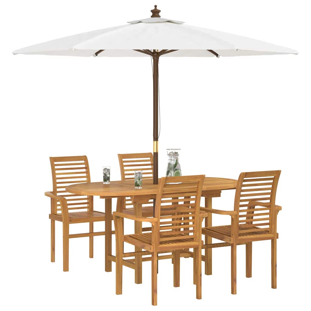 Garden Dining Set 5 pcs Brown Solid Teak Wood