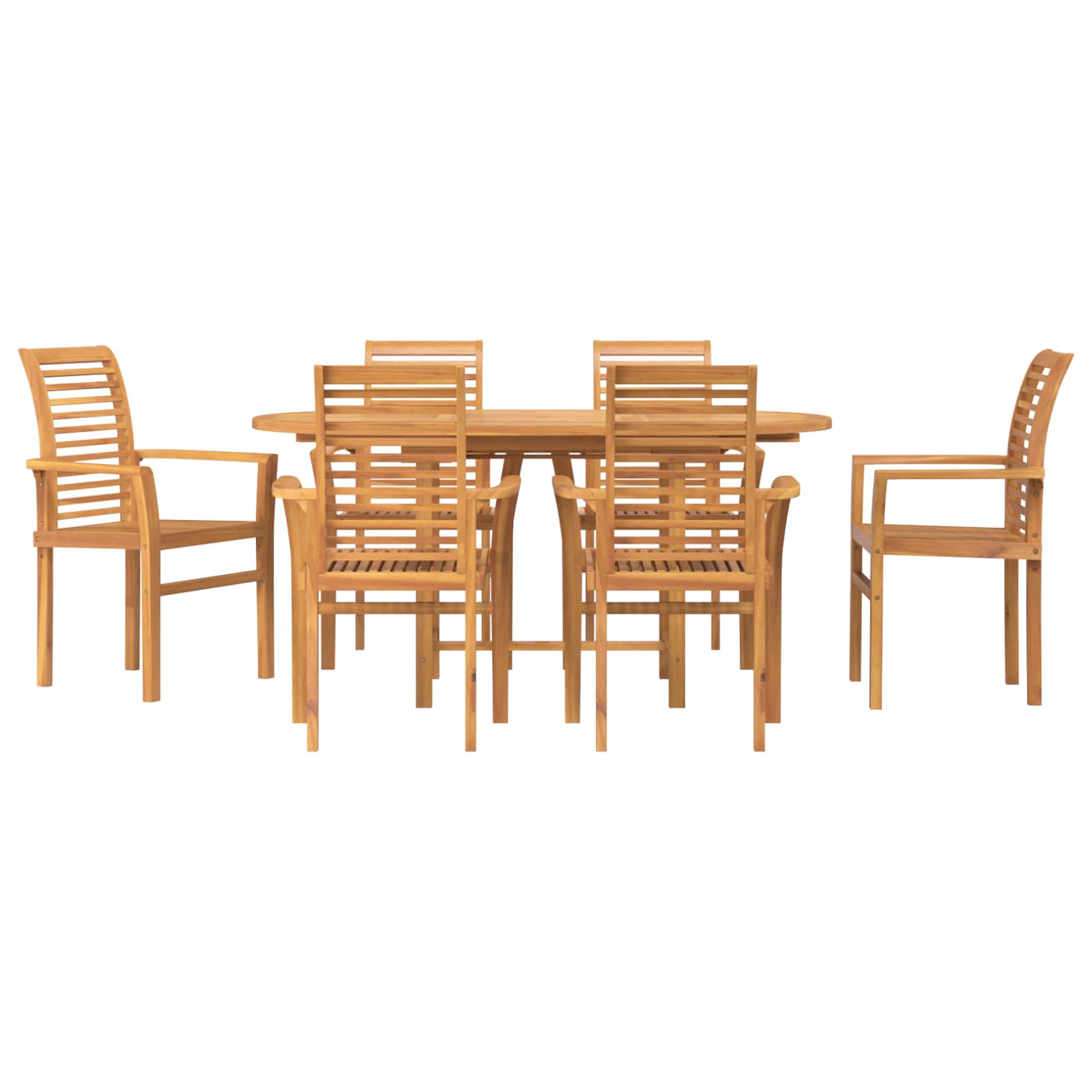 Garden Dining Set 7 pcs Brown Solid Teak Wood