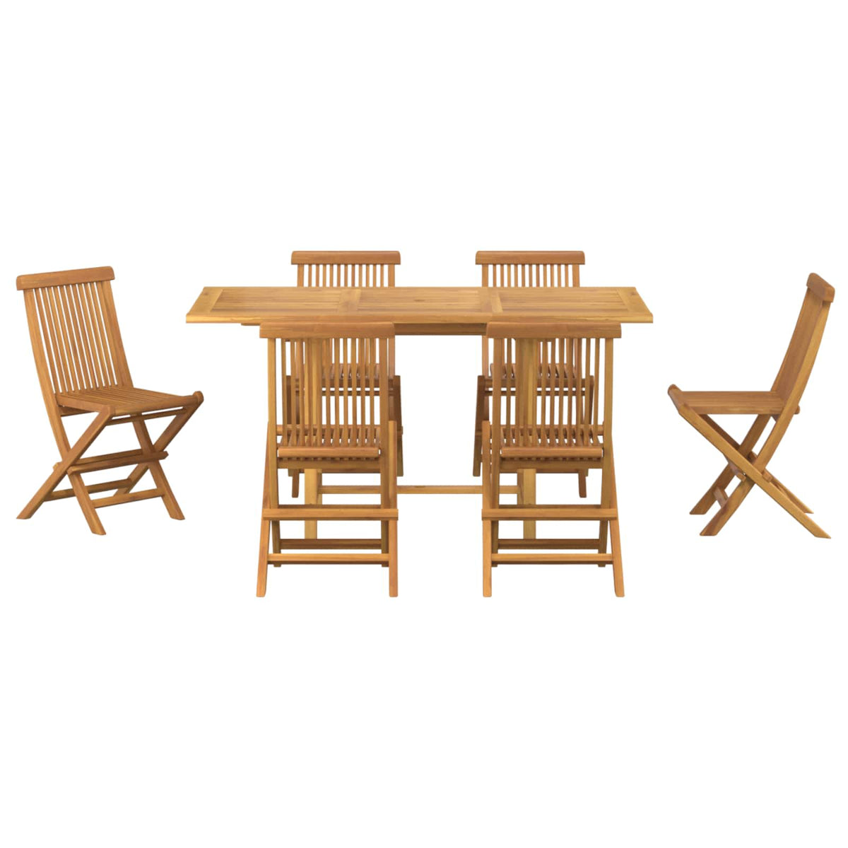 Garden Dining Set 7 pcs Brown Solid Teak Wood