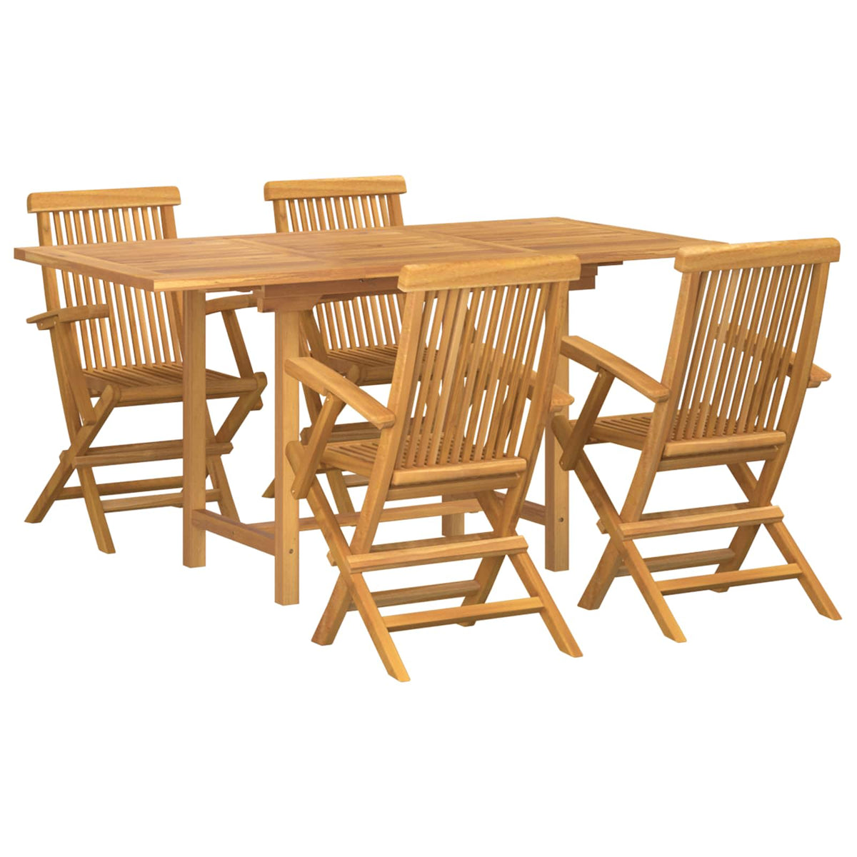 Garden Dining Set 5 pcs Brown Solid Teak Wood