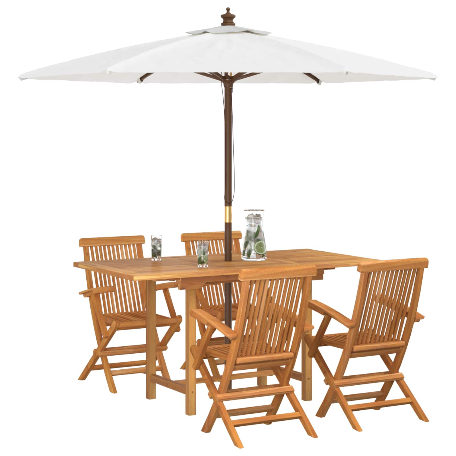 Garden Dining Set 5 pcs Brown Solid Teak Wood