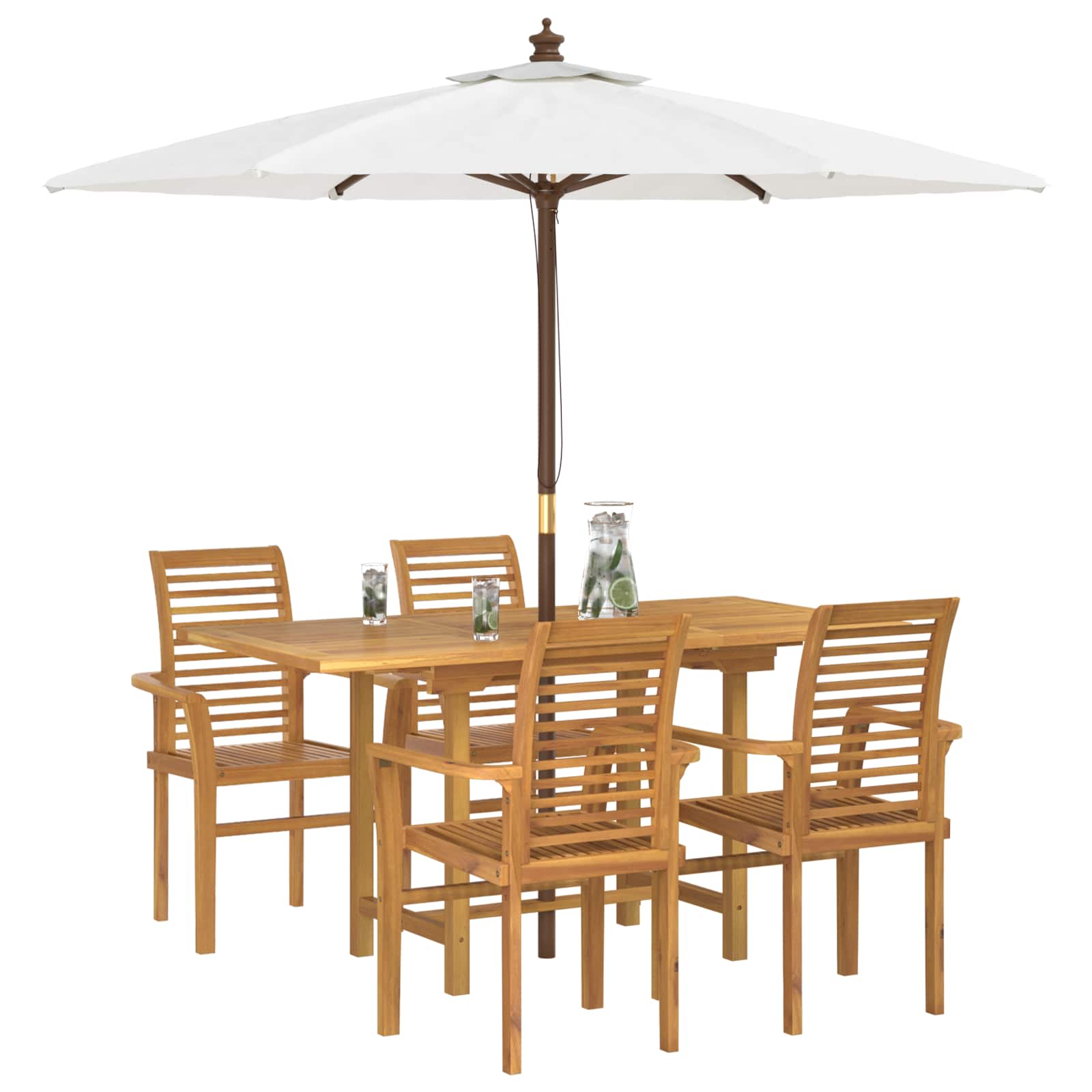 Garden Dining Set 5 pcs Brown Solid Teak Wood