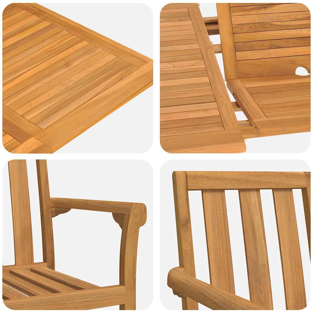 Garden Dining Set 7 pcs Brown Solid Teak Wood