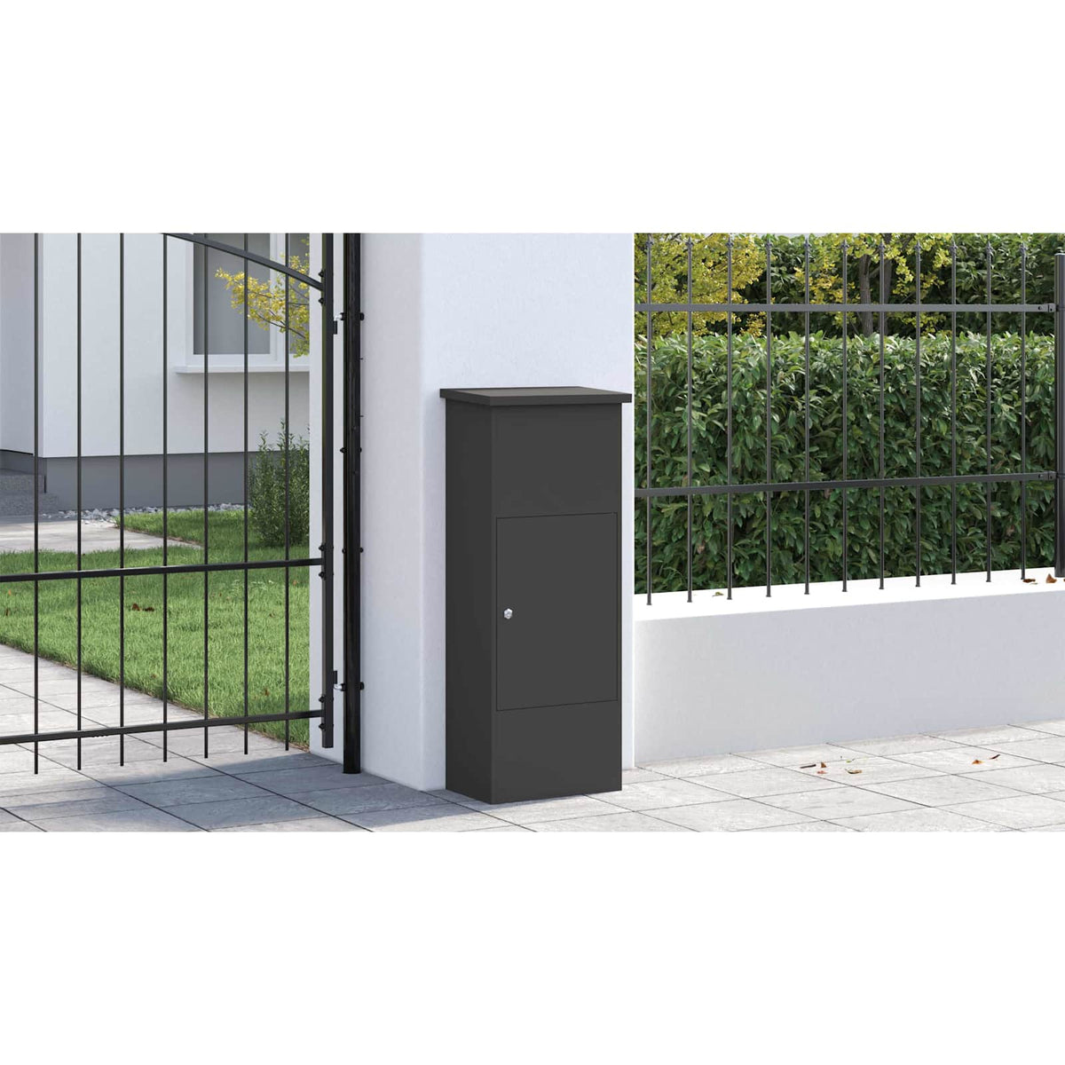 Parcel Drop Box with Storage Black 44,5 x 29 x 110,5 cm Steel