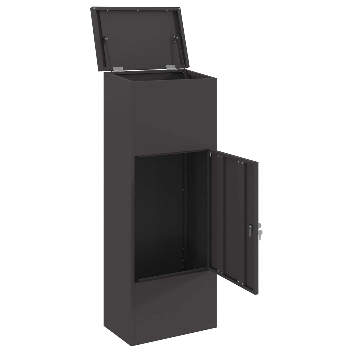 Parcel Drop Box with Storage Black 44,5 x 29 x 110,5 cm Steel
