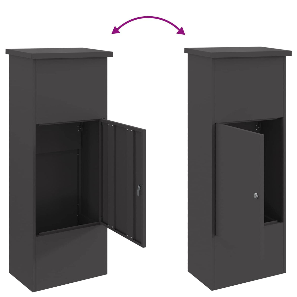 Parcel Drop Box with Storage Black 44,5 x 29 x 110,5 cm Steel