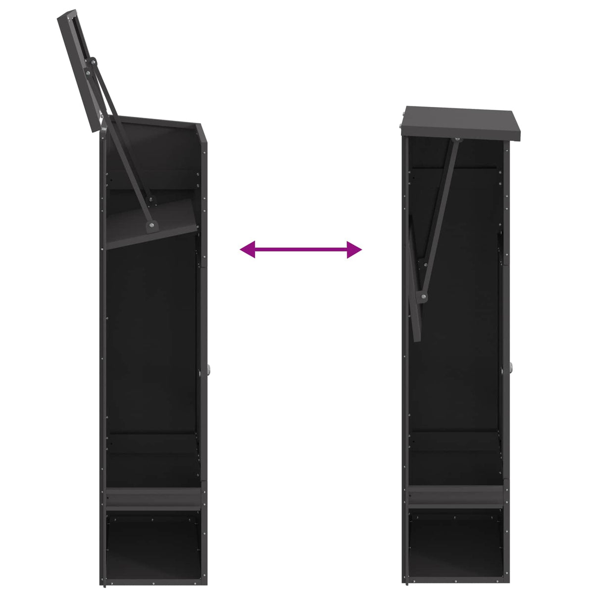 Parcel Drop Box with Storage Black 44,5 x 29 x 110,5 cm Steel