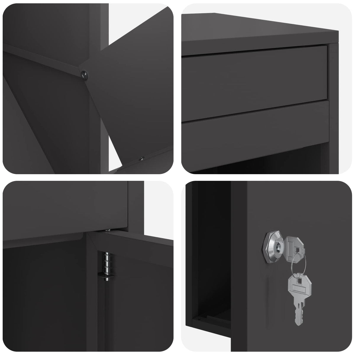 Parcel Drop Box with Storage Black 47.5 x 38 x 59 cm Steel