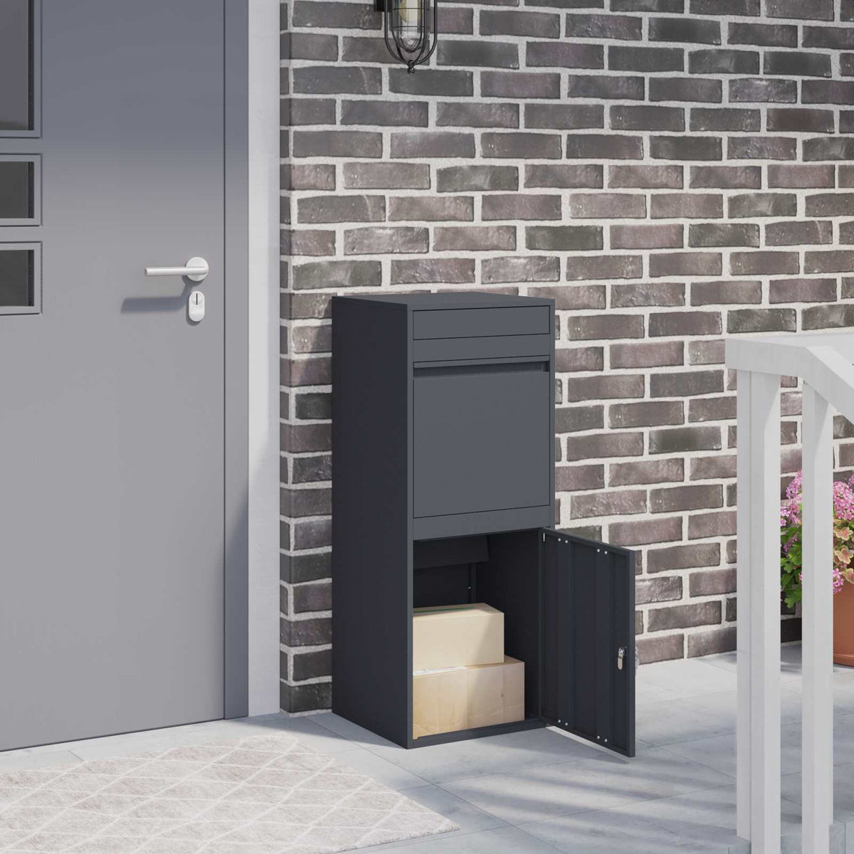 Parcel Drop Box with Storage Anthracite 47.5 x 38 x 59 cm Steel